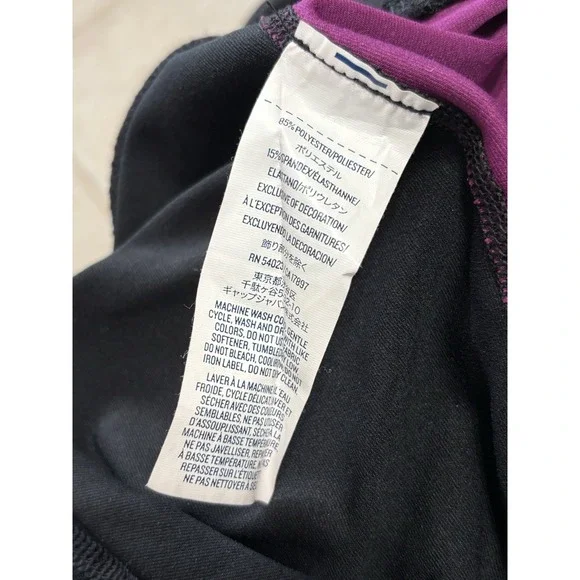 Women Large Old Navy Active Fitted Exercise Capri Pants, Black & Purple, Stretch - Picture 4 of 6